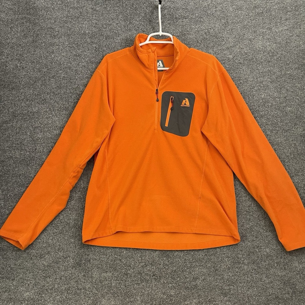 Eddie Bauer Jacket Mens Sz L Orange First Ascent Fleece 1/2 Zip Pullover